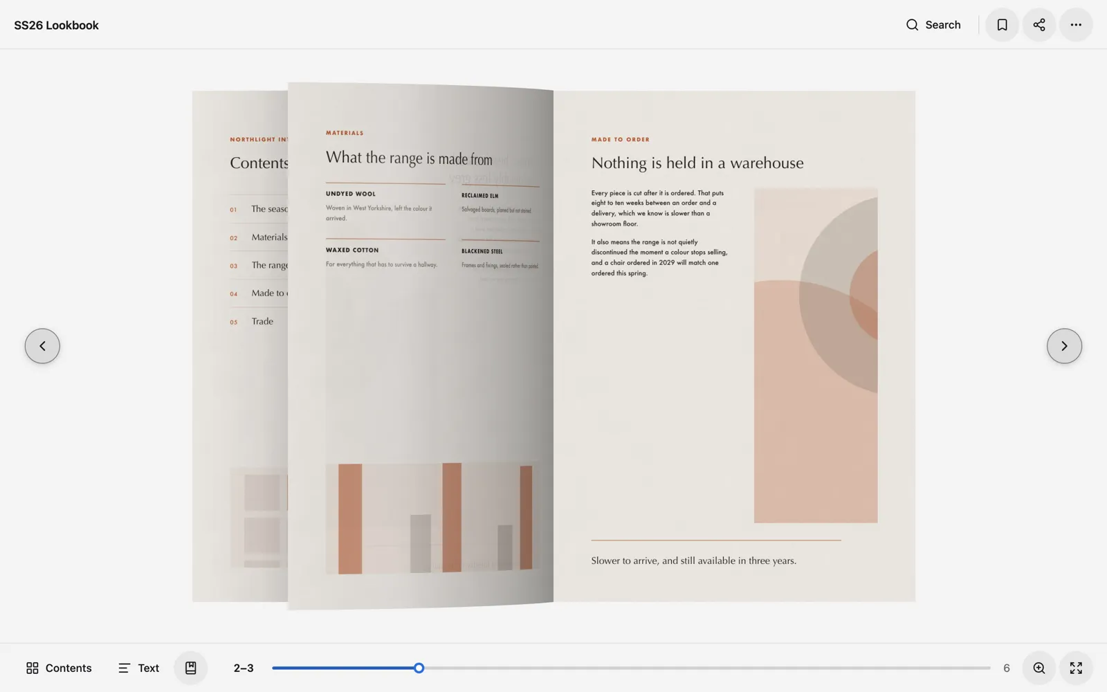 A page caught mid-turn in the reader: the turning page is bowed through an arc, with shading running across the curve and the page beneath showing through, while the text on the curving page stays readable.